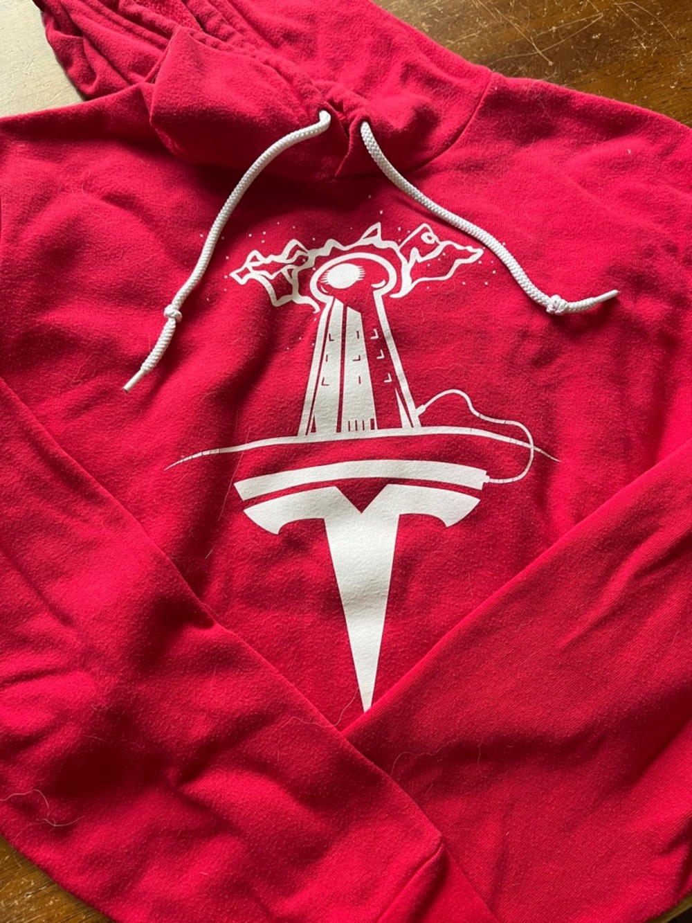 Tesla Bright Red Hoodie with White Logo
